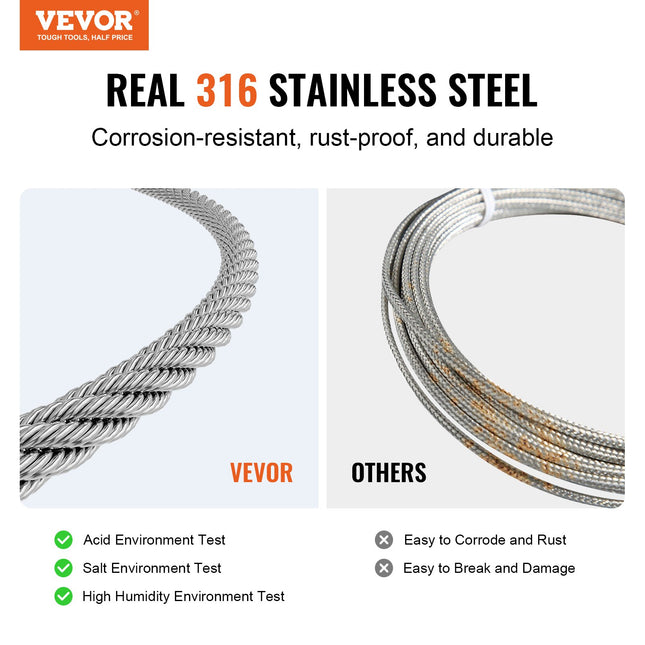 Plieninis trosas VEVOR S1/8-600, 182,3 m