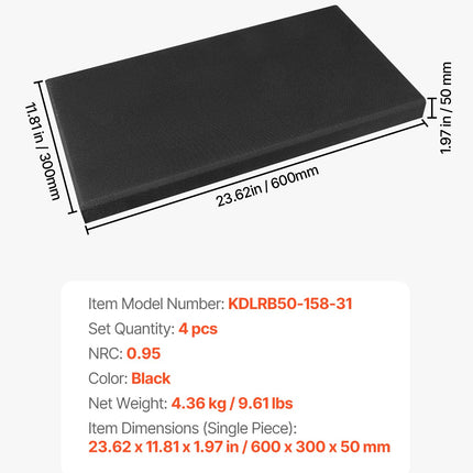 Akustinės panelės VEVOR KDLRB50-158-31, 4 vnt.