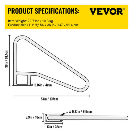 Baseino turėklas VEVOR 137x91 cm, 113 kg keliamoji galia