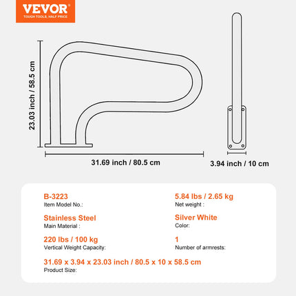 Baseinų turėklas VEVOR B-3223, 81 x 58 cm