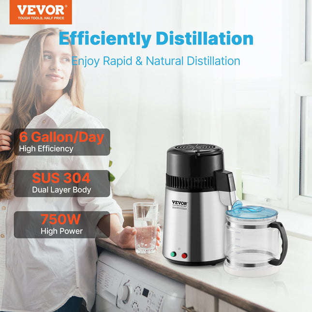 Vandens distiliatorius VEVOR YMK40202, 4 l talpos