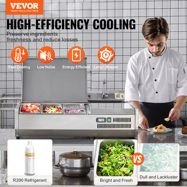 Šaldoma ingredientų vitrina VEVOR D40TW-G, 140 W