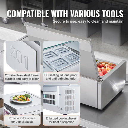 Šaldoma ingredientų vitrina VEVOR D40TW-G, 140 W