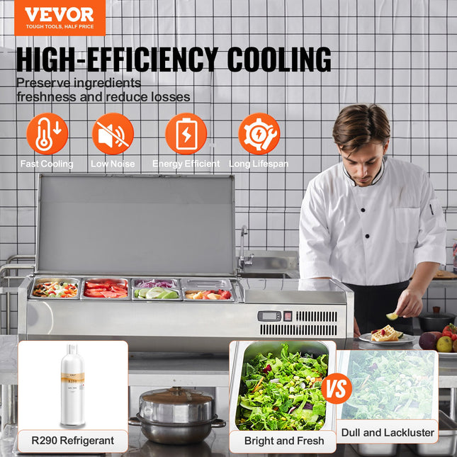 Šaldoma ingredientų vitrina VEVOR D48TW-G, 140 W