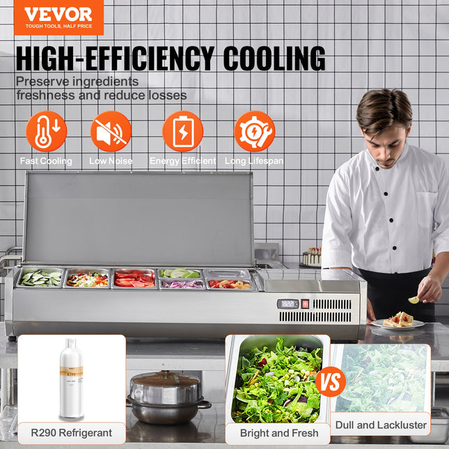 Šaldoma ingredientų vitrina VEVOR D55TW-G, 150 W