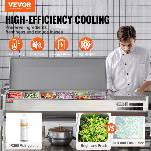 Šaldoma ingredientų vitrina VEVOR D60TW-G, 155 W
