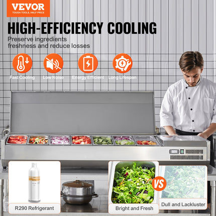 Šaldoma ingredientų vitrina VEVOR D71TW-G, 165 W