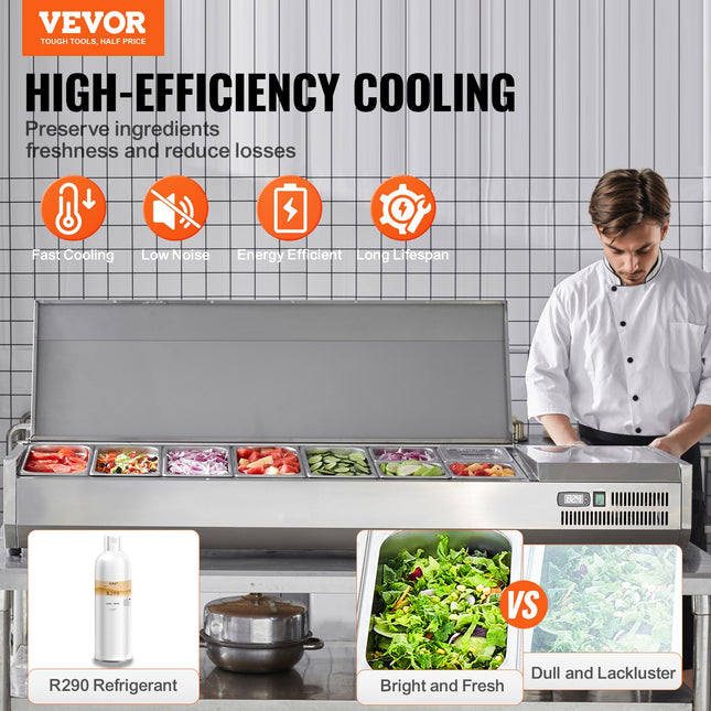 Šaldoma ingredientų vitrina VEVOR D71TW-G, 165 W