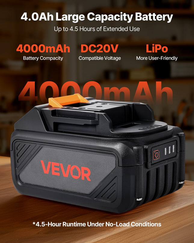 Akumuliatoriaus ir įkroviklio komplektas VEVOR BLD18A-4000, 20V 4.0Ah