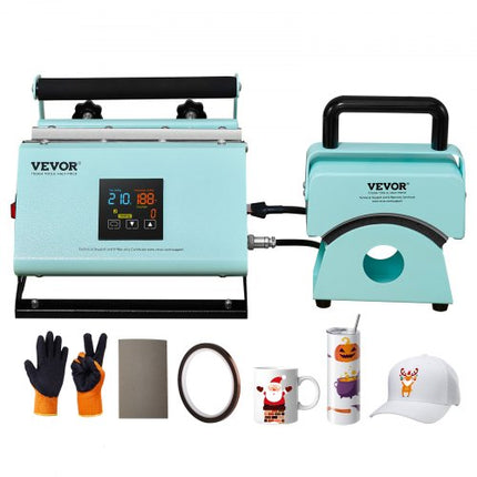 Termopresas puodeliams ir kepurėms VEVOR F1130, 2-in-1 funkcionalumas