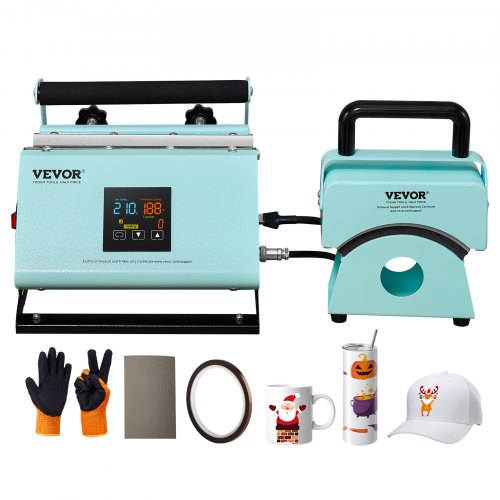 Termopresas puodeliams ir kepurėms VEVOR F1130, 2-in-1 funkcionalumas
