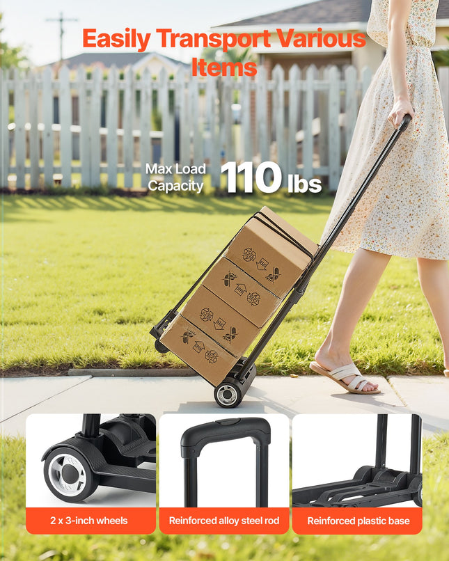 Sulankstomas transportavimo vežimėlis VEVOR PZS30, 49,9 kg keliamoji galia