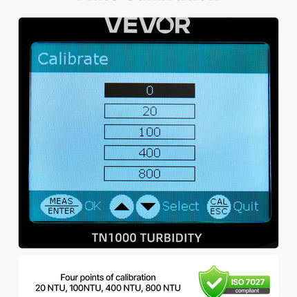 Drumstumo matuoklis VEVOR TN1000, 0–1000 NTU