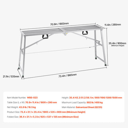 Darbinė platforma VEVOR WBS-023, 400 kg apkrova
