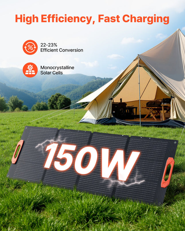 Sulankstoma saulės baterija VEVOR 150W, 23 % efektyvumas