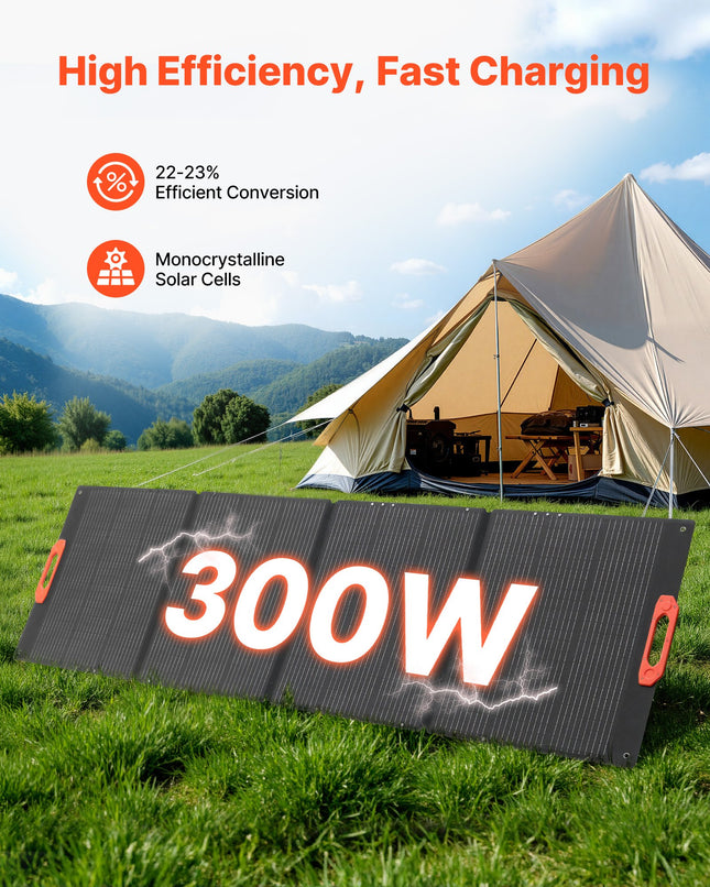 Sulankstoma monokristalinė saulės baterija VEVOR 300W, 300W galia