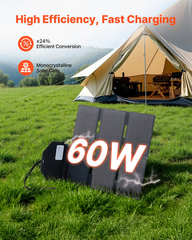 Sulankstomas saulės įkroviklis VEVOR S60, 60W