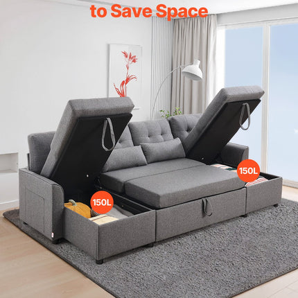 U formos sofa-lova VEVOR LW-0667-2T-11R-11L, 6 vietų su miegama funkcija