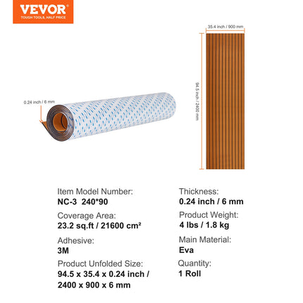 Valties grindų danga VEVOR NC-3, 240 x 90 cm