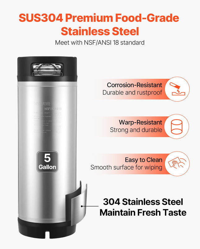 Alaus statinė (Corny Keg) VEVOR KMS001, 19 l
