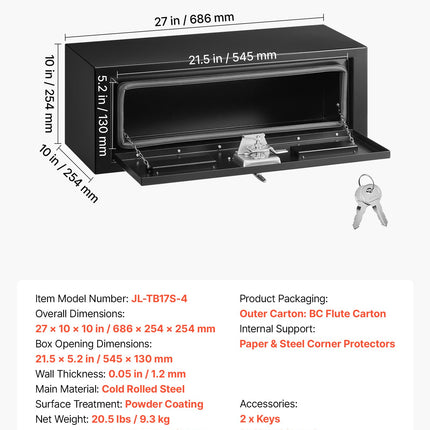 Sunkvežimio įrankių dėžė VEVOR JL-TB17S-4, 686 x 254 x 254 mm