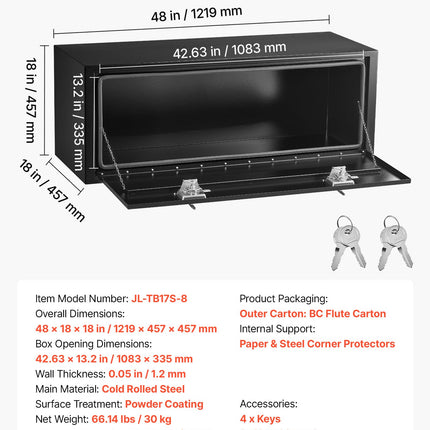 Sunkvežimio įrankių dėžė VEVOR JL-TB17S-8, 1219 x 457 x 457 mm