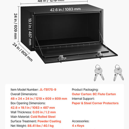 Sunkvežimio įrankių dėžė VEVOR JL-TB17S-9, 1219 x 609 x 609 mm