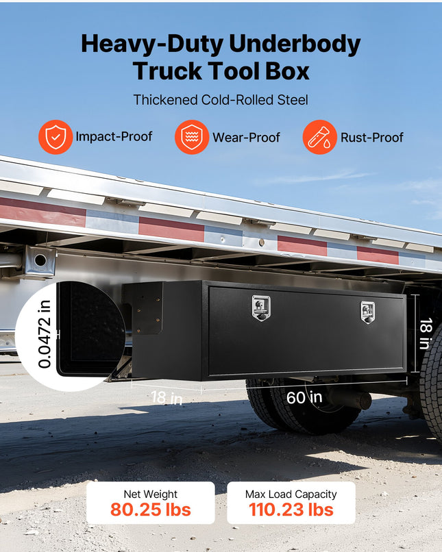 Sunkvežimio įrankių dėžė po kėbulu VEVOR JL-TB17S-10, 1524 x 457 x 457 mm
