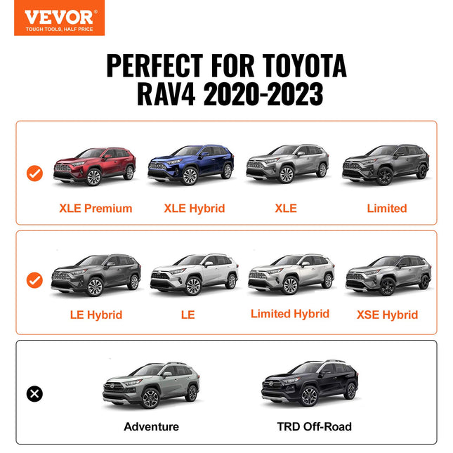 Stogo bagažinės skersiniai VEVOR Toyota RAV4 (2019-2023), 118 kg apkrova