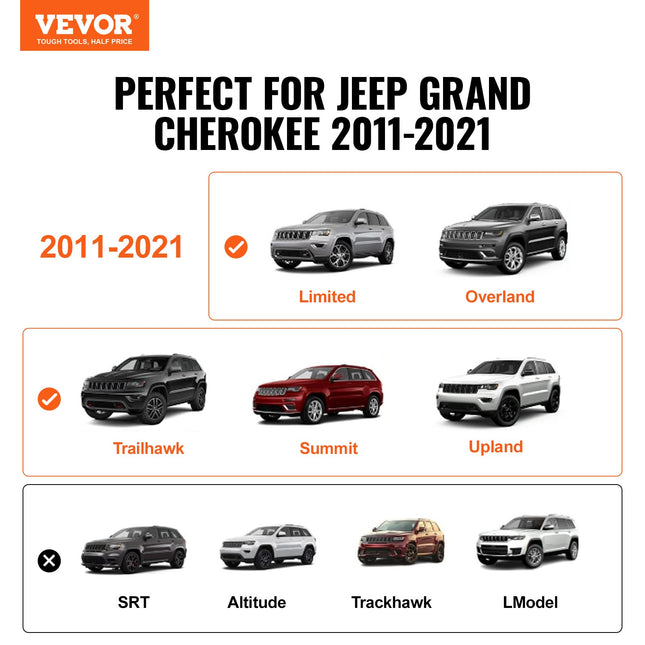 Stogo bagažinės skersiniai VEVOR Jeep Grand Cherokee (2011-2021), 90,72 kg