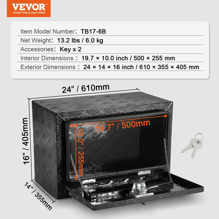 Po kėbulu montuojama įrankių dėžė VEVOR TB17-6B, 610 x 355 x 405 mm