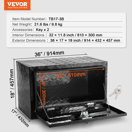 Įrankių dėžė po kėbulu VEVOR TB17-3B, 914 x 432 x 457 mm