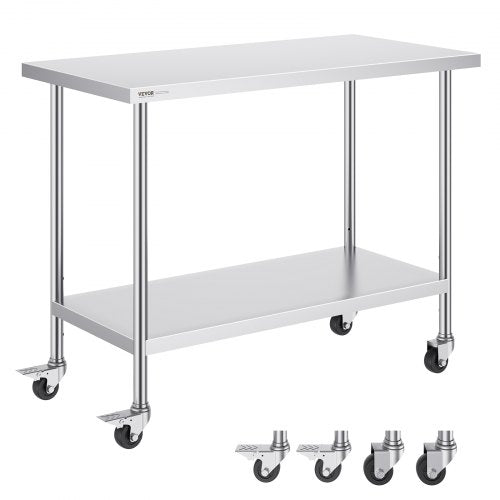 Nerūdijančio plieno darbo stalas VEVOR HETG-24*48, 610 x 1219 mm