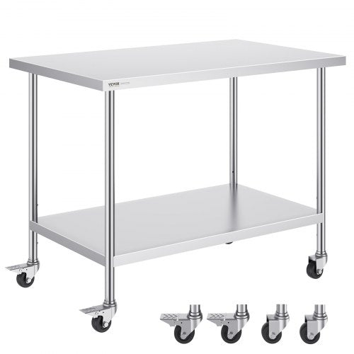 Nerūdijančio plieno darbo stalas VEVOR HETG-30*48, 762 x 1219 mm