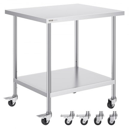 Nerūdijančio plieno darbo stalas VEVOR GZT760*455J, 762 x 457 mm