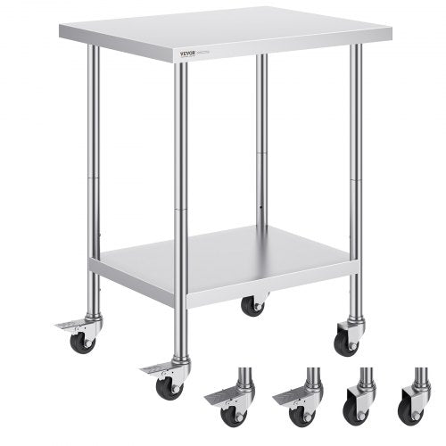 Nerūdijančio plieno darbo stalas VEVOR HETG-24*30, 610 x 762 mm