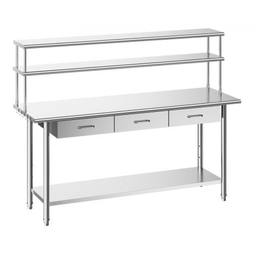 Nerūdijančio plieno darbo stalas VEVOR YH2-72-XP, 61x183 cm