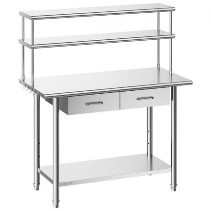 Nerūdijančio plieno darbo stalas VEVOR YH2-48-XP, 61x122 cm
