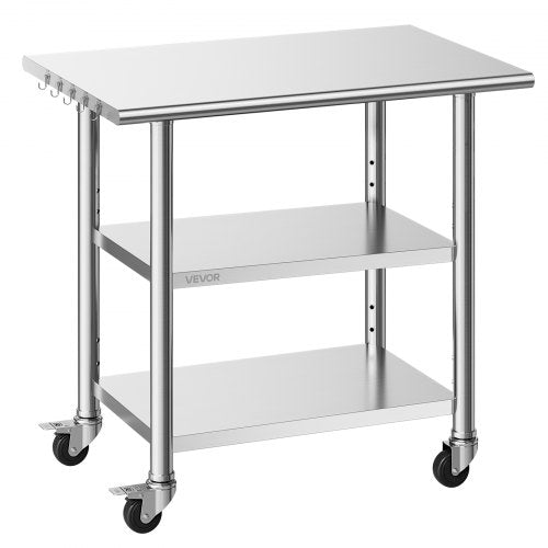 Nerūdijančio plieno darbo stalas VEVOR YH3-J-36, 61 x 91,5 cm