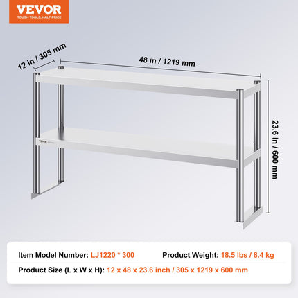 Dviguba lentyna virš stalo VEVOR LJ1220*300, 305 x 1219 mm