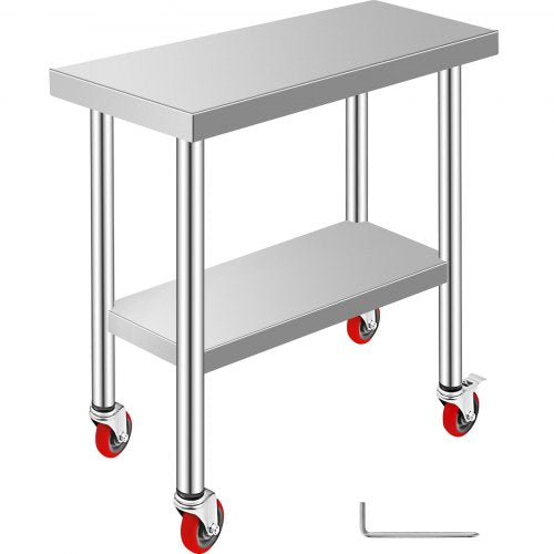 Nerūdijančio plieno darbo stalas VEVOR GZT76*30.5JL, 317 kg apkrova