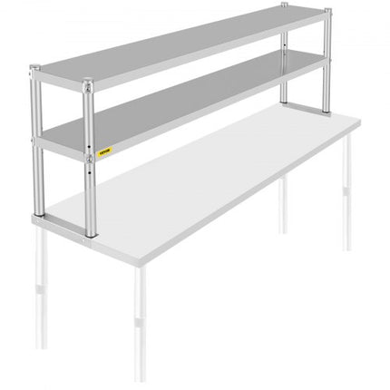 Dviejų lygių nerūdijančio plieno lentyna VEVOR VV-SR-S-1272, 183 cm ilgio