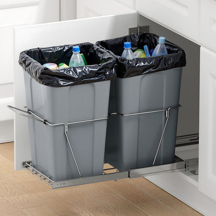 Ištraukiama šiukšliadėžė virtuvės spintelei VEVOR CH-LS27L02, 2x25,5 l talpa