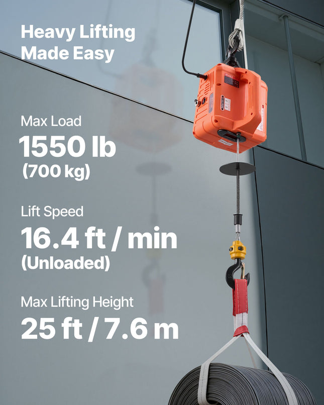 Elektrinė gervė VEVOR 750-D1, 700 kg keliamoji galia