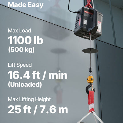 Elektrinė gervė VEVOR 500KG-HXB2, 500 kg keliamoji galia