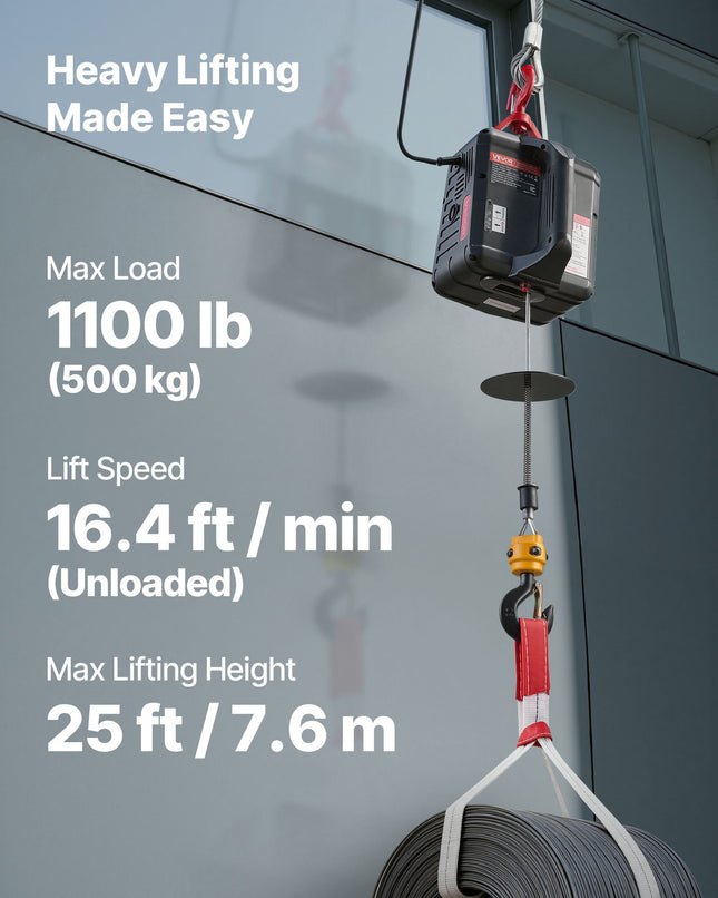 Elektrinė gervė VEVOR 500KG-HXB2, 500 kg keliamoji galia