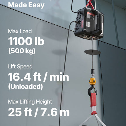 Elektrinė gervė VEVOR 500KG-HXC2, 500 kg keliamoji galia