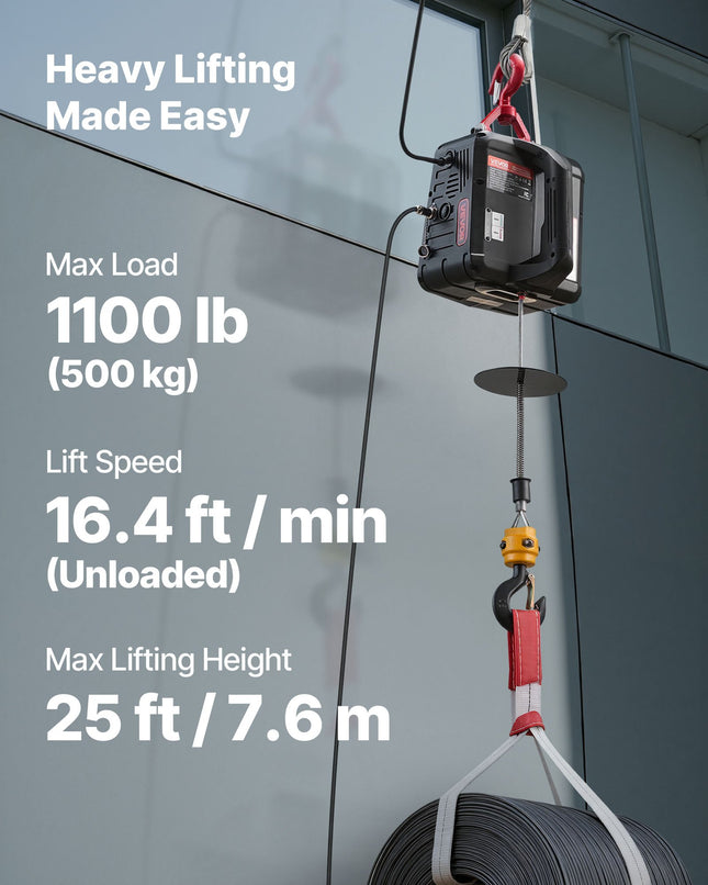 Elektrinė gervė VEVOR 500KG-HXC2, 500 kg keliamoji galia
