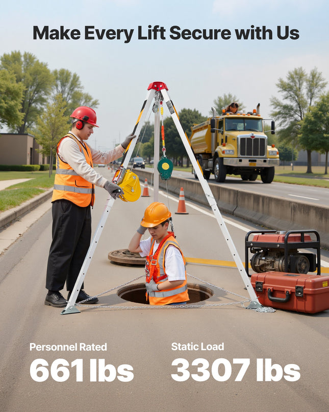 Gelbėjimo trikojis darbui uždarose erdvėse VEVOR JC180065, 816 kg keliamoji galia