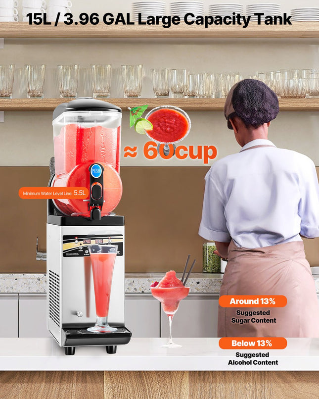 Šaldytų gėrimų gaminimo aparatas VEVOR X-150, 15 l talpa